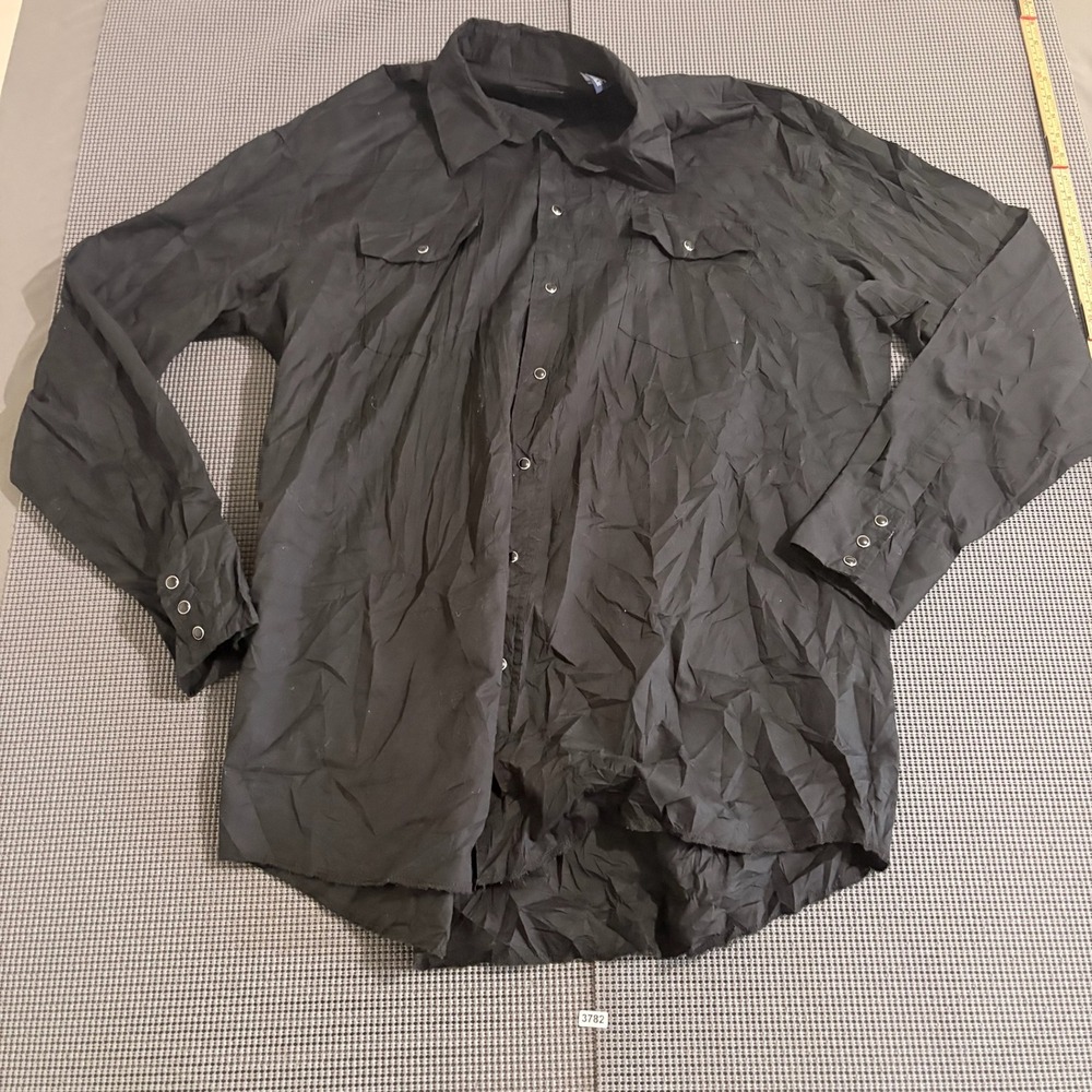 Wrangler Mens Long Sleeve Western Snap Button Shirt Black Size XLT